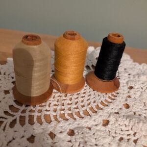 Set of Three Sewing Thread Spools Vintage